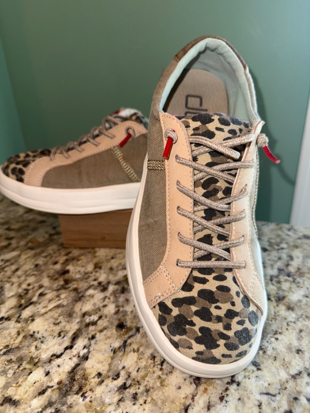 Hey Dude Women's Leopard-Print & Beige Lace-Up Sneaker